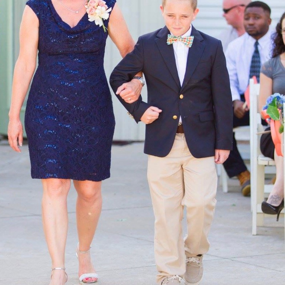 Ralph Lauren Sequin And Lace Navy Blue Dress sz 8